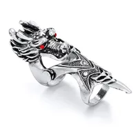 Retro Dragon Head Skull Long Metal Ring sku image 1
