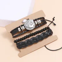 Retro Playing Card Pattern Woven Leather Bracelet main image 2