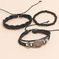 Retro Playing Card Pattern Woven Leather Bracelet main image 3