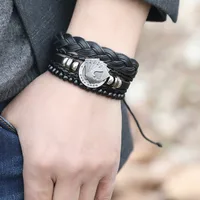Retro Playing Card Pattern Woven Leather Bracelet main image 5