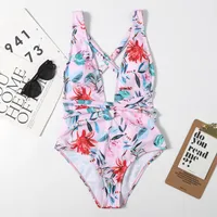 Strappy Printed One-piece Sexy Swimsuit sku image 5