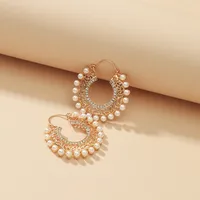 Retro Palace Style Carved Pearl Earrings main image 2