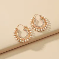 Retro Palace Style Carved Pearl Earrings main image 3