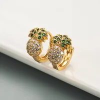 Fashion Pineapple Copper Artificial Gemstones Earrings main image 3