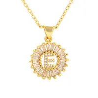 Fashion 26 English Letter Round Copper Necklace main image 3