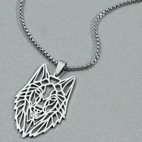 Punk Hollow Wolf Head Stainless Steel Necklace main image 1