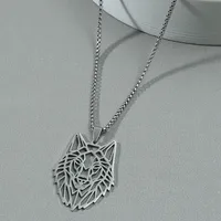 Punk Hollow Wolf Head Stainless Steel Necklace main image 2