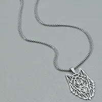 Punk Hollow Wolf Head Stainless Steel Necklace main image 3
