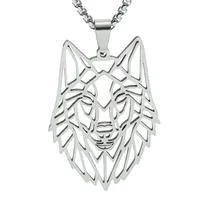 Punk Hollow Wolf Head Stainless Steel Necklace main image 5