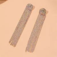 Fashion Full Rhinestone Long Tassel Earrings sku image 1