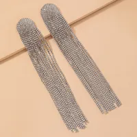 Fashion Full Rhinestone Long Tassel Earrings sku image 2