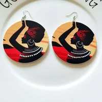Ethnic Printing Wooden Earrings Wholesale main image 4