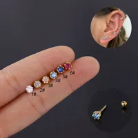 Ear Cartilage Rings & Studs Simple Style Geometric Copper Plating Artificial Gemstones main image 1