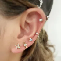 Ear Cartilage Rings & Studs Fashion Geometric Copper Plating Artificial Gemstones main image 2