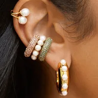 Wholesale Jewelry Lady Geometric Alloy Artificial Gemstones Inlaid Pearls Earrings main image 1