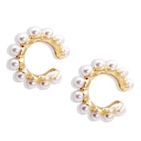 Wholesale Jewelry Lady Geometric Alloy Artificial Gemstones Inlaid Pearls Earrings main image 5
