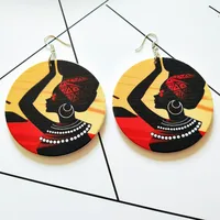 Ethnic Printing Wooden Earrings Wholesale sku image 2
