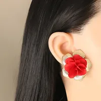 Korean Flower Cloth Earrings Wholesale main image 5