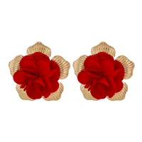 Korean Flower Cloth Earrings Wholesale sku image 1
