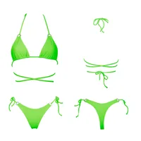 Fashion Solid Color Strappy Bikini main image 5