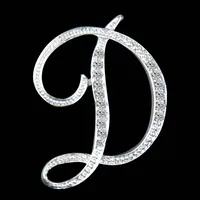 Simple 26 English Alphabet Diamond Brooch Wholesale main image 1