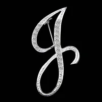 Simple 26 English Alphabet Diamond Brooch Wholesale sku image 6
