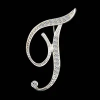 Simple 26 English Alphabet Diamond Brooch Wholesale sku image 13