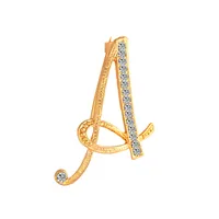 Simple 26 English Alphabet Diamond Brooch Wholesale sku image 17