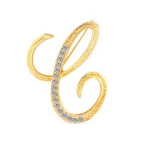 Simple 26 English Alphabet Diamond Brooch Wholesale sku image 36