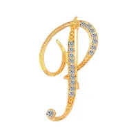 Simple 26 English Alphabet Diamond Brooch Wholesale sku image 45