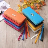 Korean Zipper Wallet Ladies Cross Pattern Bow Clutch Bag main image 2