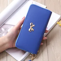 Korean Zipper Wallet Ladies Cross Pattern Bow Clutch Bag main image 3