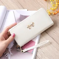 Korean Zipper Wallet Ladies Cross Pattern Bow Clutch Bag sku image 2