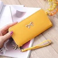 Korean Zipper Wallet Ladies Cross Pattern Bow Clutch Bag sku image 7