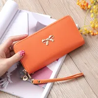 Korean Zipper Wallet Ladies Cross Pattern Bow Clutch Bag sku image 5