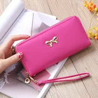 Korean Zipper Wallet Ladies Cross Pattern Bow Clutch Bag sku image 6