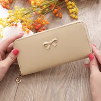 Korean Zipper Wallet Ladies Cross Pattern Bow Clutch Bag sku image 8