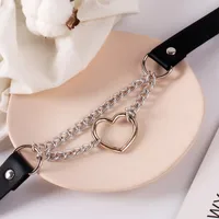Retro Heart-shape Leather Necklace Wholesale main image 4