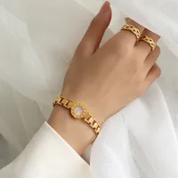 Fashion Geometric 304 Stainless Steel 18K Gold Plated Shell Bracelets In Bulk main image 1