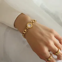 Fashion Geometric 304 Stainless Steel 18K Gold Plated Shell Bracelets In Bulk main image 2