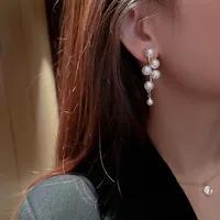 Korea Geometric Rhinestone Long Earrings main image 5