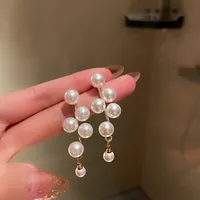 Korea Geometric Rhinestone Long Earrings sku image 1