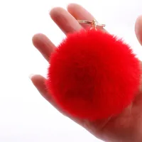 Fashion 7cm Imitation Rex Rabbit Fur Small Ball Keychain Wholesale sku image 10