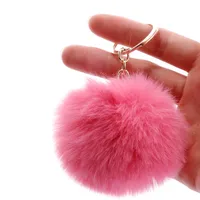 Fashion 7cm Imitation Rex Rabbit Fur Small Ball Keychain Wholesale sku image 7