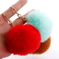 Fashion 7cm Imitation Rex Rabbit Fur Small Ball Keychain Wholesale main image 1