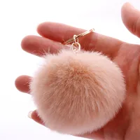 Fashion 7cm Imitation Rex Rabbit Fur Small Ball Keychain Wholesale main image 4