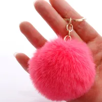 Fashion 7cm Imitation Rex Rabbit Fur Small Ball Keychain Wholesale main image 3