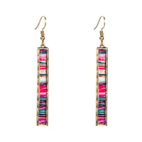 Fashion Bar Long Alloy Edging Color Leather Earrings main image 1