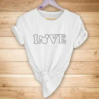 Fashion New Style Hollow Love Printed Casual Short-sleeved T-shirt main image 9