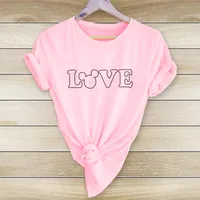 Fashion New Style Hollow Love Printed Casual Short-sleeved T-shirt main image 7